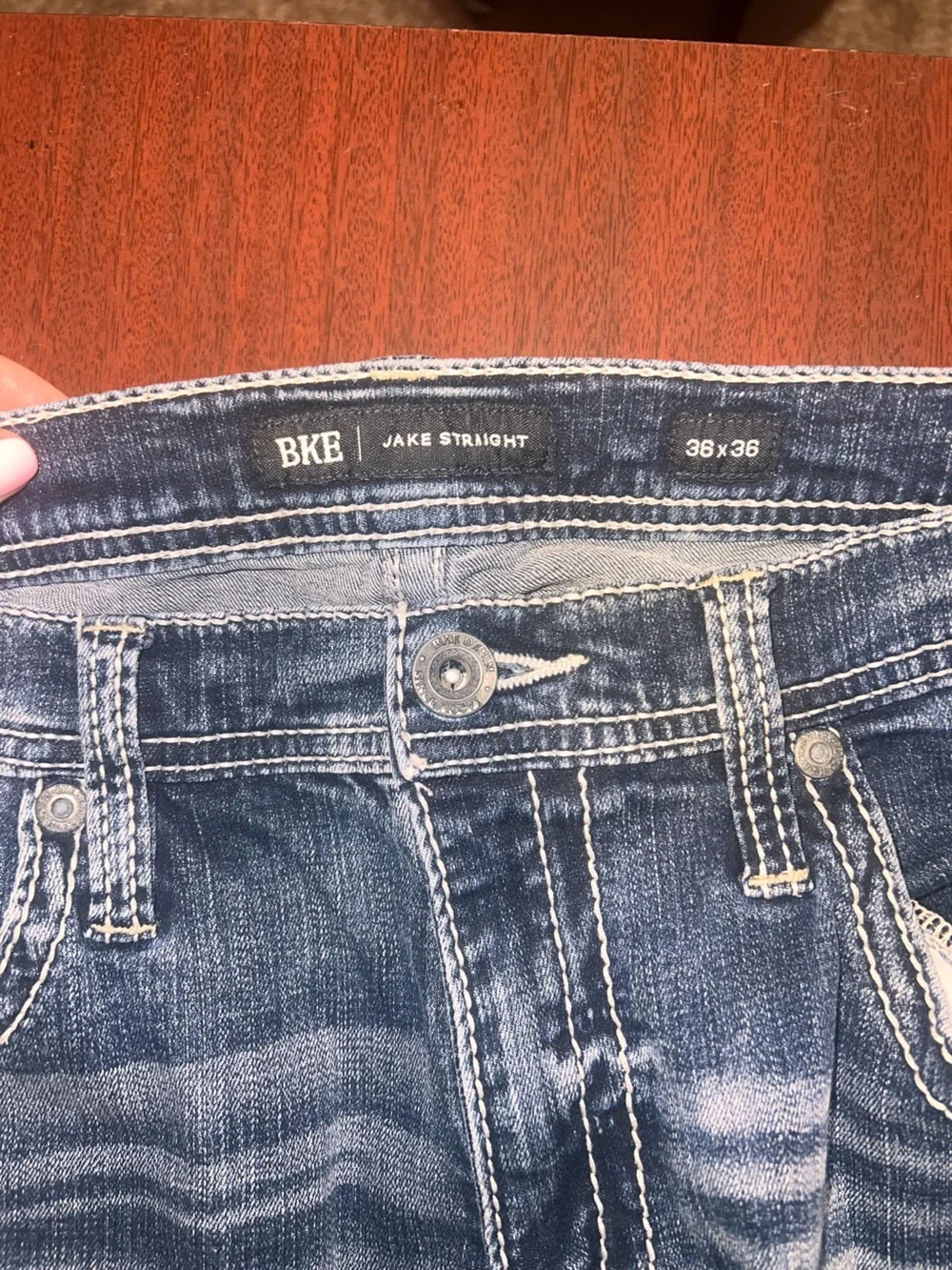 BKE Men's Faded Blue Straight Jeans